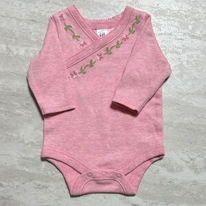 GAP Pink Baby Onesie with Floral Design